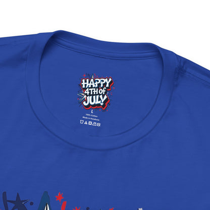 Happy 4th Of July Unisex Jersey Short Sleeve Tee, Independence Day T-Shirt, Patriotic Shirt, Red White Blue Tee, USA Celebration Top
