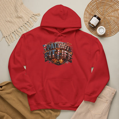 Patriot Fit Life Halloween Graphic Hoodie — American Flag Eagle Vintage Design
