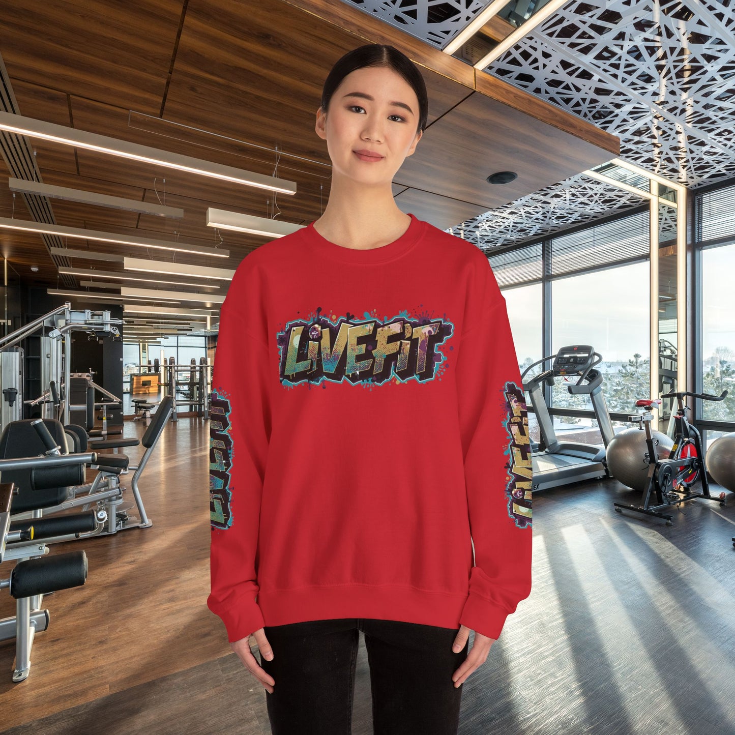 Live Fit Crewneck Sweatshirt - Trendy Fitness Apparel -  Unisex Casual Wear -  Sports Gift -  Workout Fashion -  Street Style Sweatshirt -