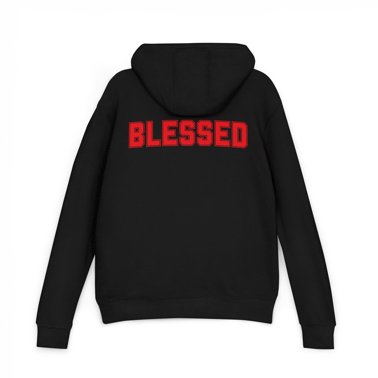 Blessed Hoodie — Red Text - Black Pullover - Sizes - XS - 3XL