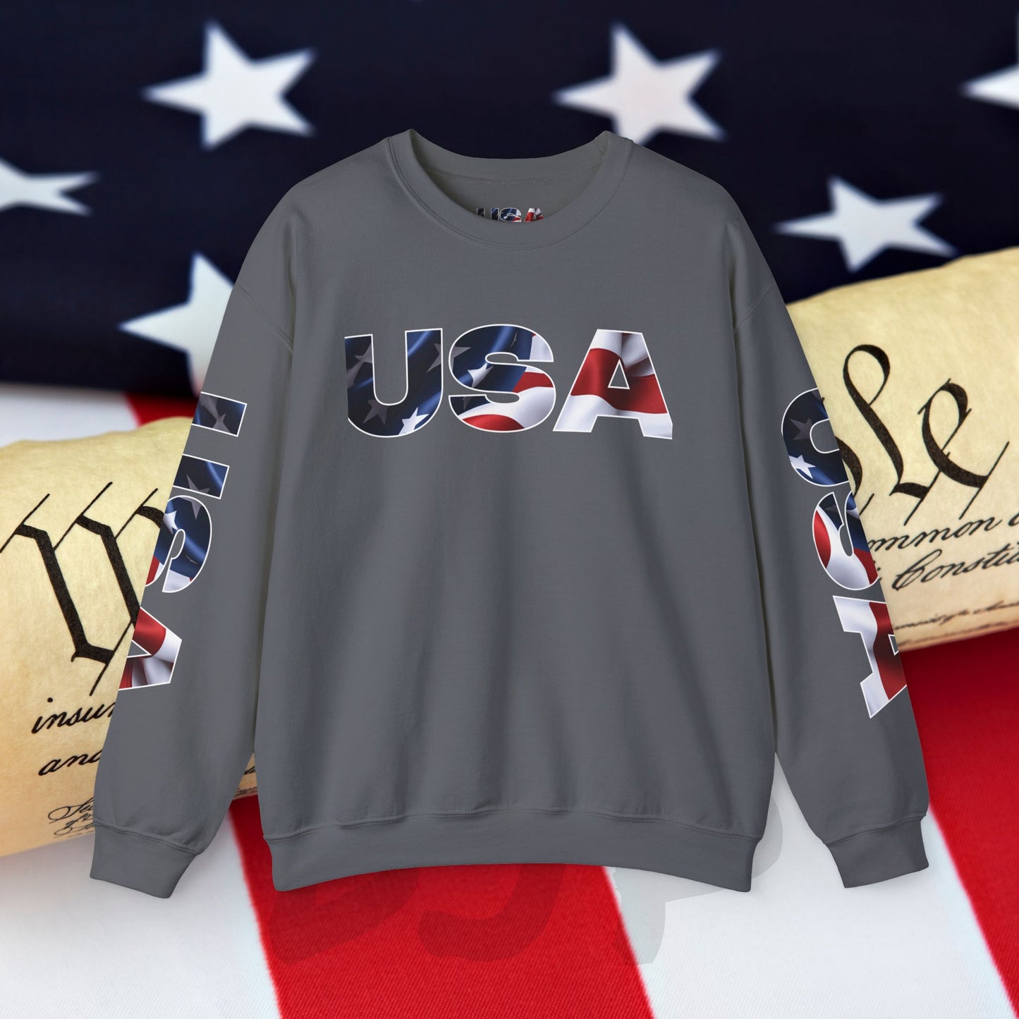 Patriotic USA Crewneck Sweatshirt - Unisex Heavy Blend - American Pride - National Pride Gift - S-5XL