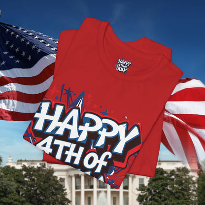 Happy 4th Of July Unisex Jersey Short Sleeve Tee, Independence Day T-Shirt, Patriotic Shirt, Red White Blue Tee, USA Celebration Top