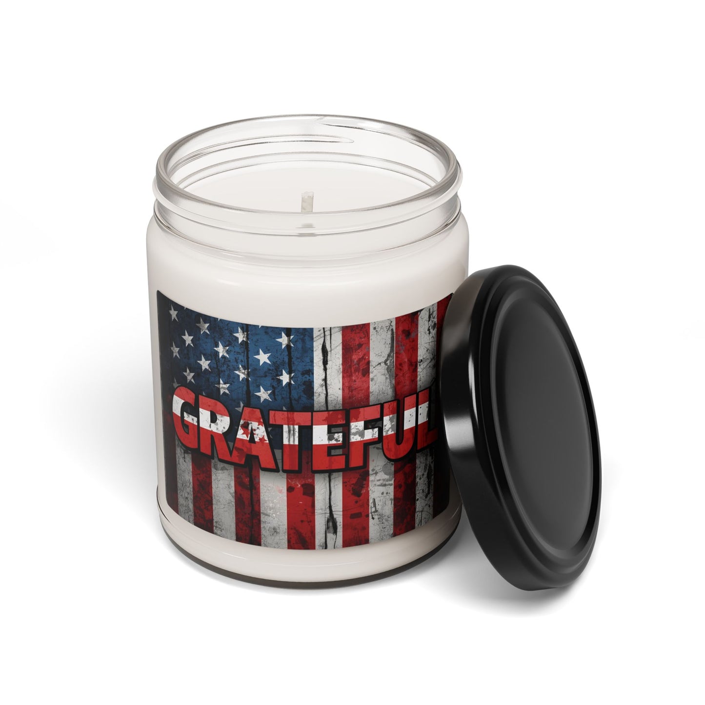 Grateful Scented Soy Candle - 9oz - Patriotic American Flag - Veterans Day Independence Day Gift - Red White Blue