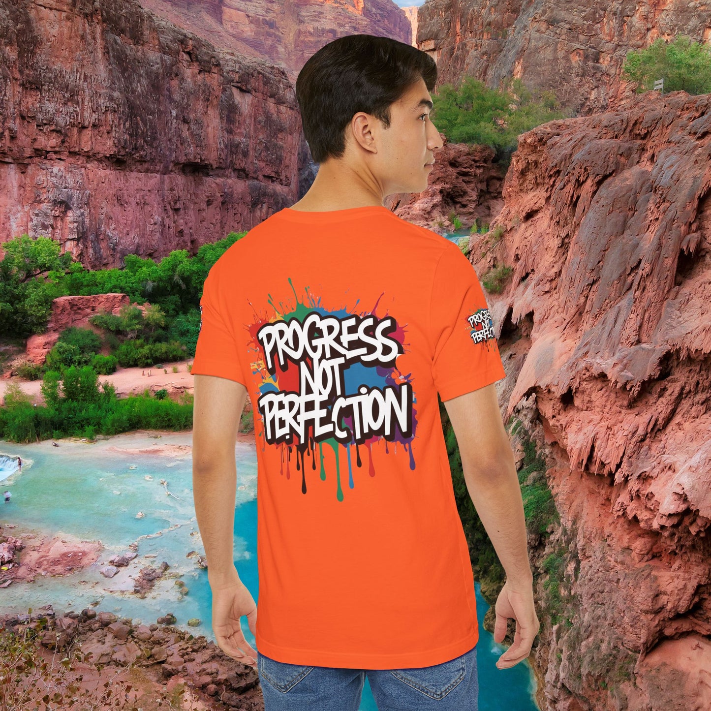 💥 Vibrant   💥   Eye-catching   💥   Motivational    💥 All  Over Print   💥 Unisex T-shirt  💥   Progress  Not  Perfection   💥  Art-Inspired   💥  Apparel  💥  Sizes  XS  x  4XL 💥