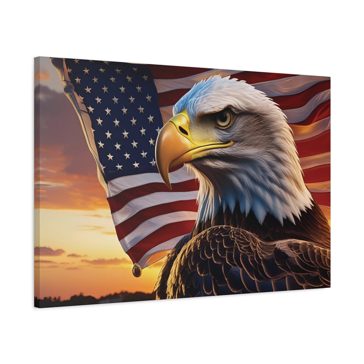 Patriotic Eagle Canvas Wall Art, Stretched Eagle Art, American Flag Decor, Veteran's Day Gift, 4th of July Decoration, Home Gallery Wall