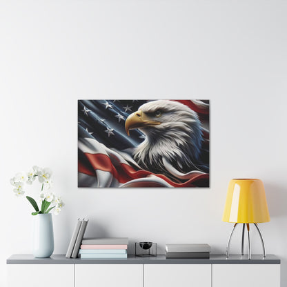 Patriotic Canvas Wall Art - American Eagle - American Flag Background Design - Red White Blue - Home Decor for Veterans -  Memorial Day -  Independence Day -  Holiday Gifts -