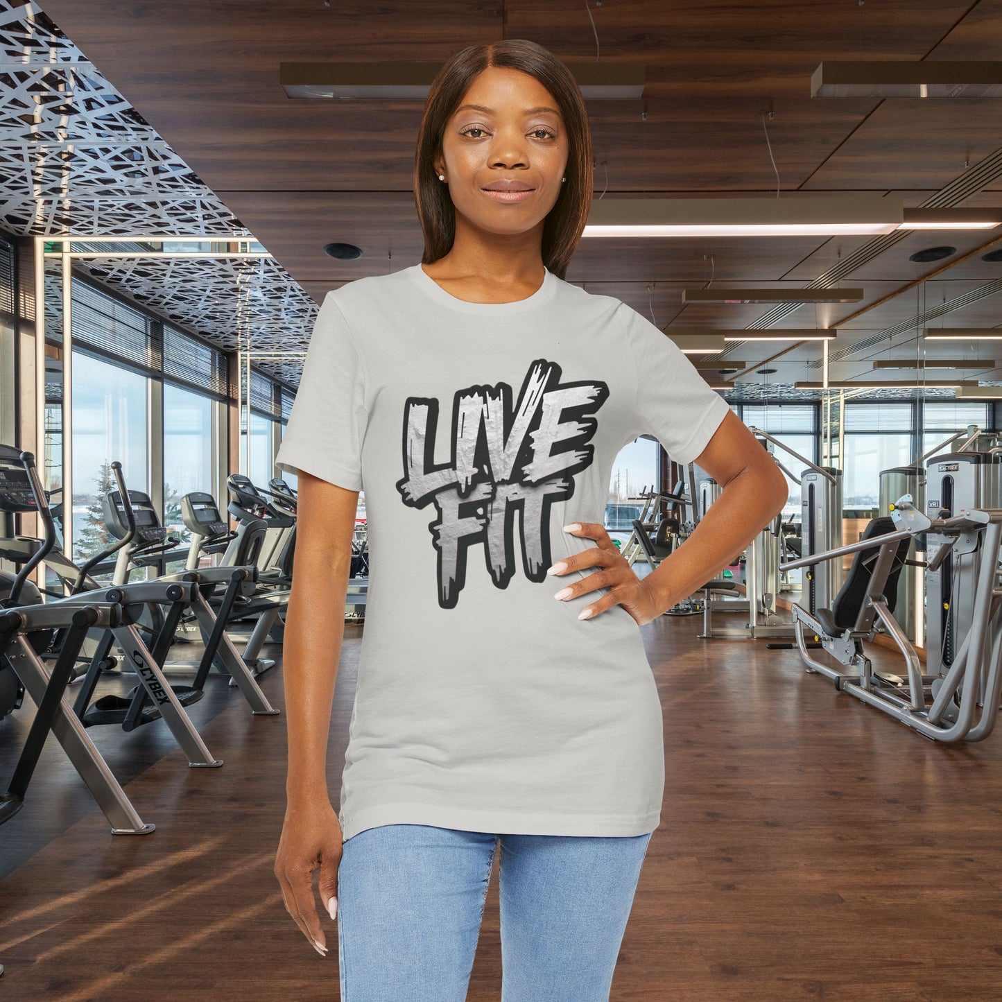 LIVE FIT Unisex Jersey Tee - Fitness Shirt - XS - 4XL -  Workout Apparel -  Motivational T-Shirt - Casual Wear - Gift for Fitness Enthusiasts