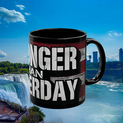 Stronger Than Yesterday Mug | Motivational Black Coffee Cup | Perfect Gift for Fitness Lovers, Entrepreneurs, & Daily Inspiration