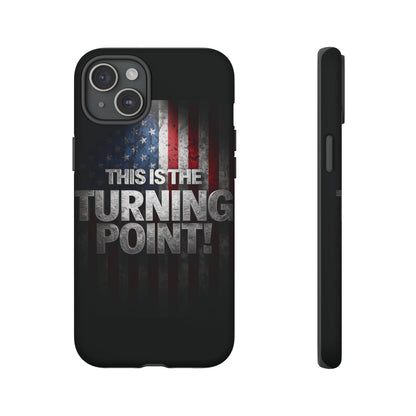 Stunning Patriotic Protective Cell Phone Case -  Charlie Kirk - This Is The Turning Point! - Red White Blue - Beautiful American Flag Backdrop Design - Perfect Gift for Everyday Use, Durable Cover, Stylish Protection