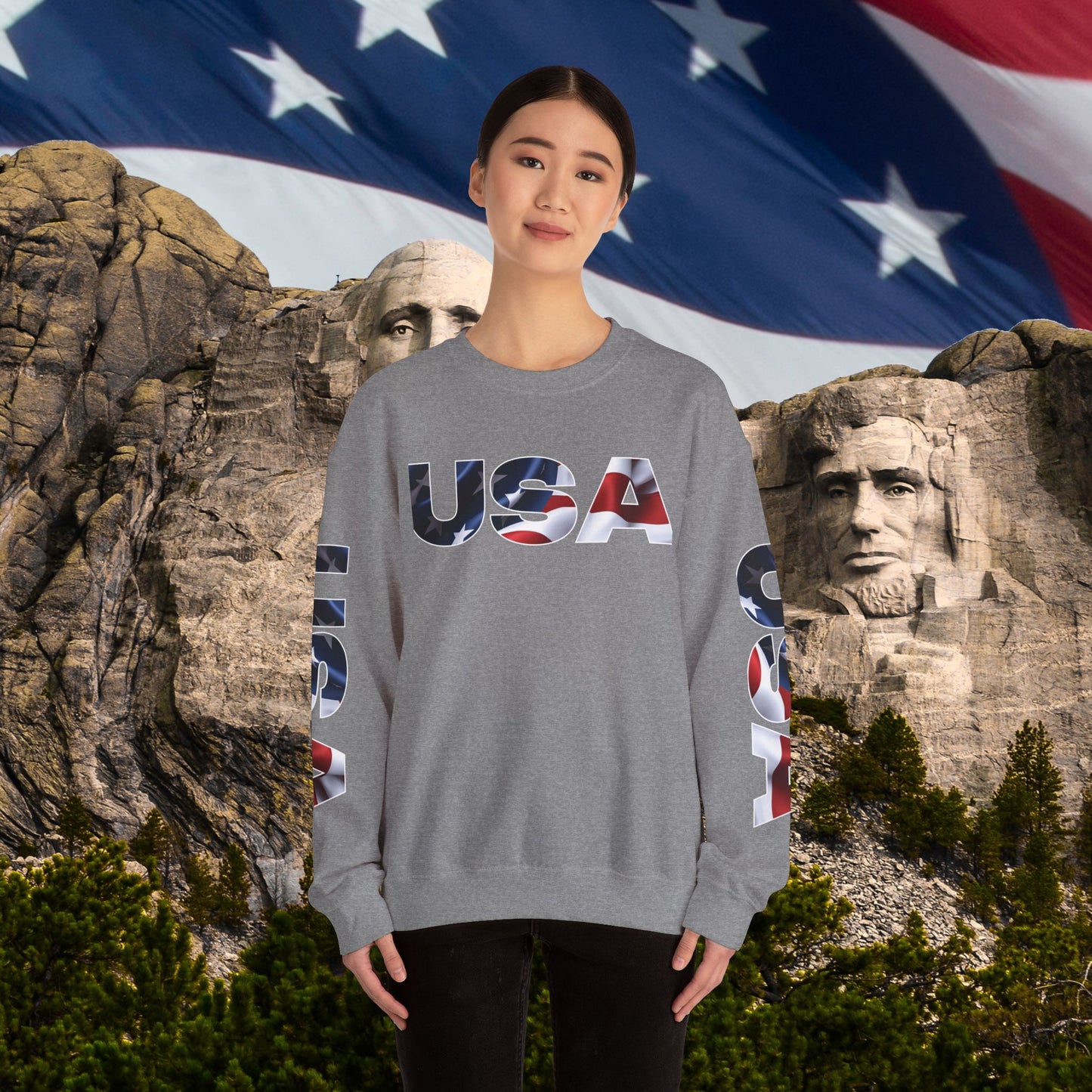Patriotic USA Crewneck Sweatshirt - Unisex Heavy Blend - American Pride - National Pride Gift - S-5XL