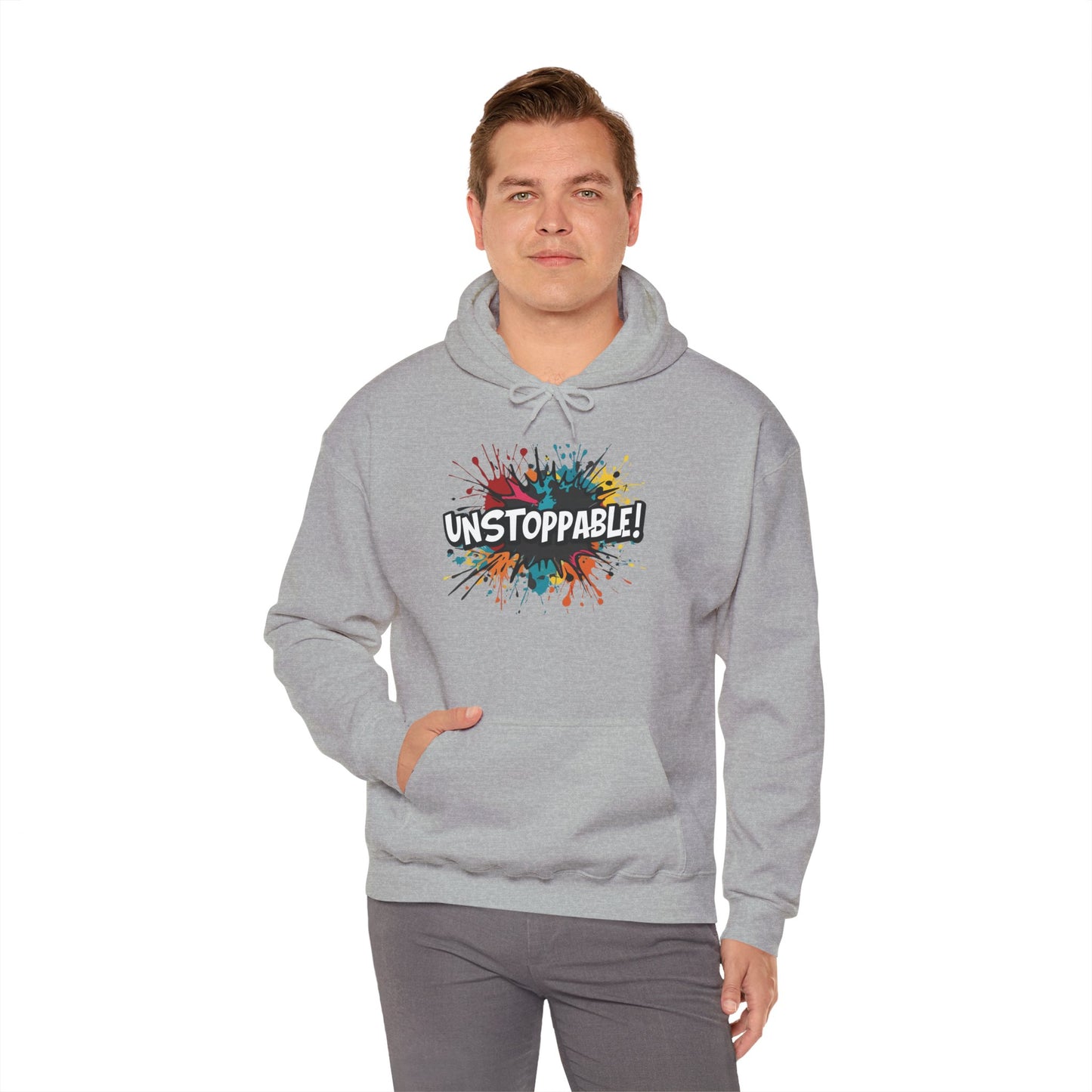 Unstoppable! Paint Splash Hoodie - Motivational Graphic Sweatshirt - Unisex Pullover - S-5XL