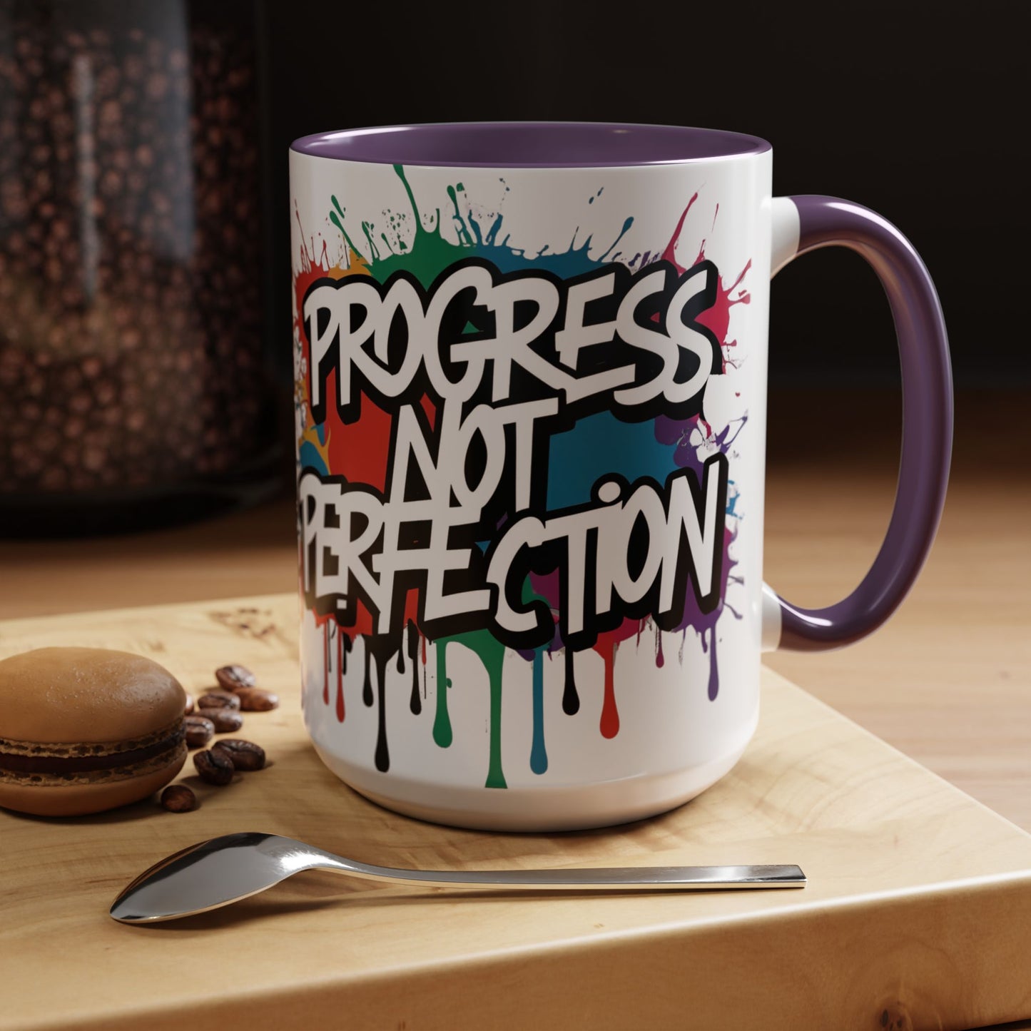 Vibrant   Ceramic  Mug    Inspirational      Let's Go!     Graffiti  Mug      Coffee Mug        Progress  Not  Perfection   Sizes   11oz  &  15oz    Birthday Gift   Graduation Gift    8  Different  Color Options