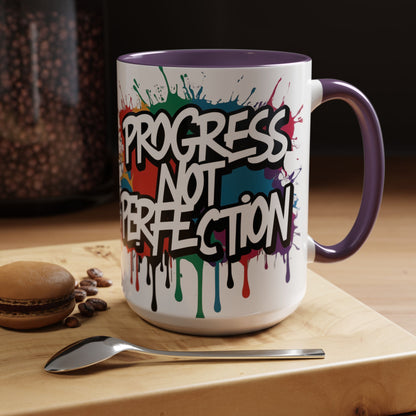 Vibrant   Ceramic  Mug    Inspirational      Let's Go!     Graffiti  Mug      Coffee Mug        Progress  Not  Perfection   Sizes   11oz  &  15oz    Birthday Gift   Graduation Gift    8  Different  Color Options