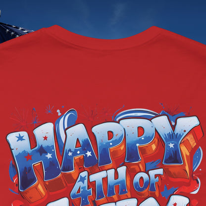 Happy 4th Of July, Print Design T-Shirt, Independence Day, American Flag, Bald Eagle, Red White Blue