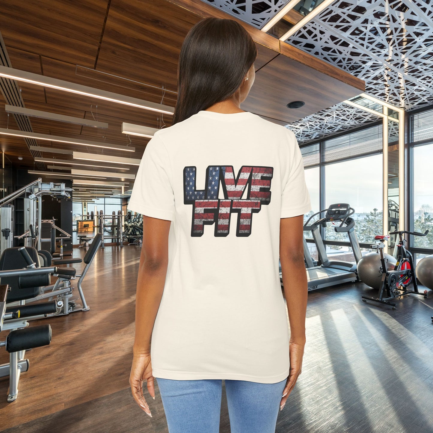 LIVE FIT Patriotic T-Shirt - American Flag Red White Blue - Unisex Fitness Tee