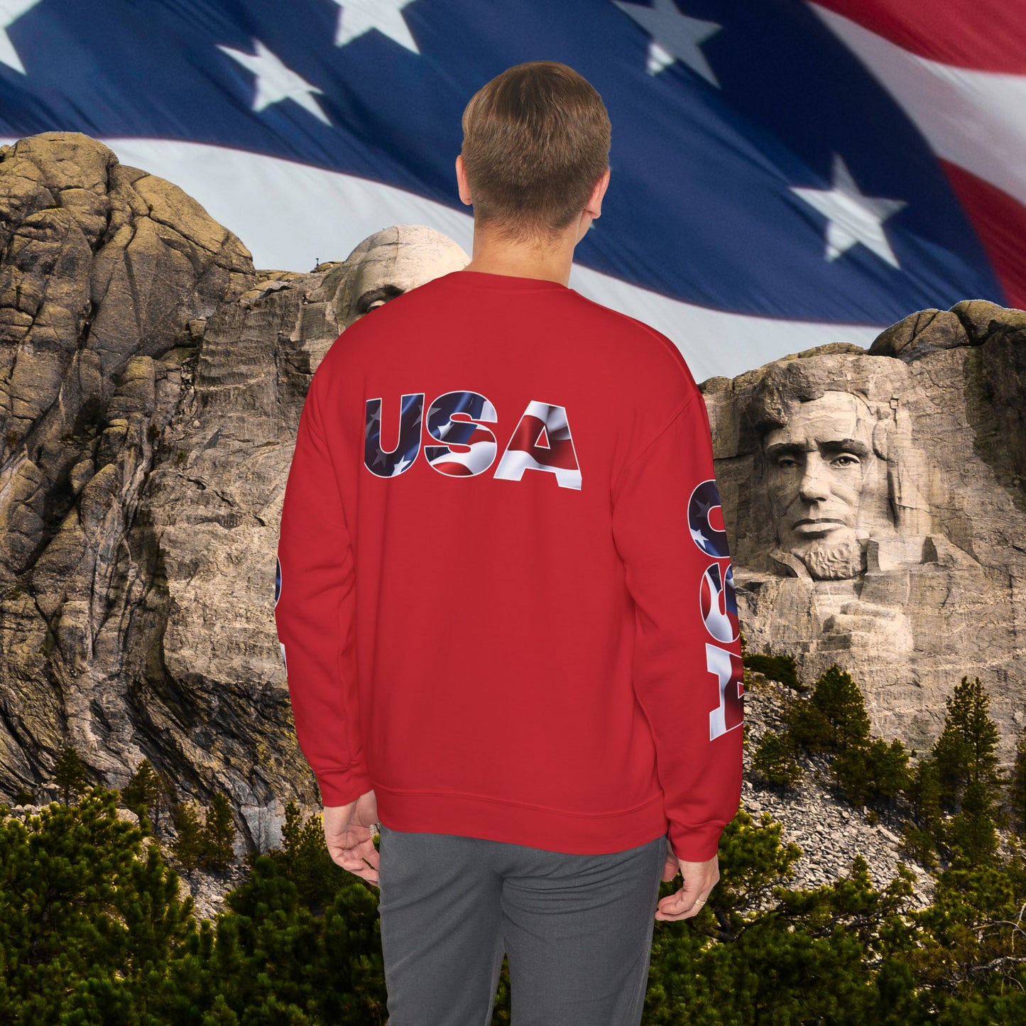 Patriotic USA Red White Blue - Crewneck Sweatshirt - Unisex Pullover - S-5XL