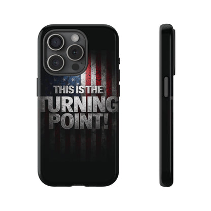 Stunning Patriotic Protective Cell Phone Case -  Charlie Kirk - This Is The Turning Point! - Red White Blue - Beautiful American Flag Backdrop Design - Perfect Gift for Everyday Use, Durable Cover, Stylish Protection