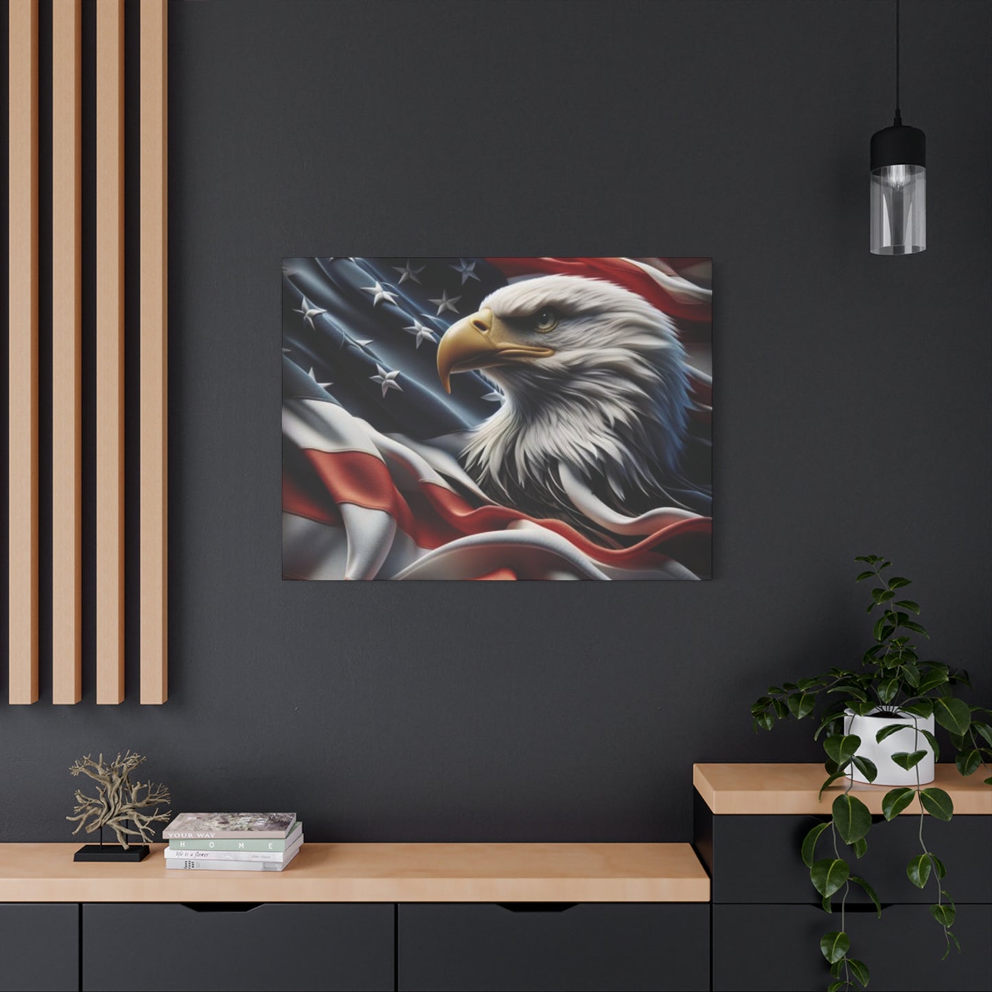 Patriotic Eagle Gallery Wrapped Canvas Art - American Flag Wall Decor - Red White Blue - USA Pride - Holiday Gift -  4th of July Home Decoration - Veteran Gift -  USA Theme Art - Print On Sides - Mirror Sides -