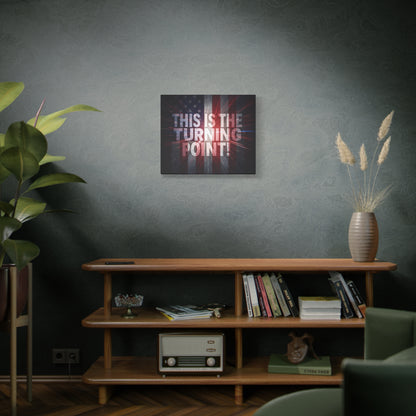 Charlie Kirk - This Is The Turning Point! - Red White Blue - Stunning American Flag Backdrop Design - Patriotic - Motivational Wall Art - Canvas - Multiple Sizes