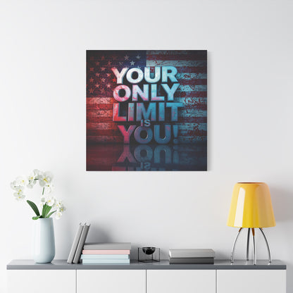 Gallery Wrapped - Motivational Canvas Wall Art - Your Only Limit Is You! - Inspirational Decor for Home Office - Inspirational Gift - Vintage American Flag - Limitless Living - Personal [...]