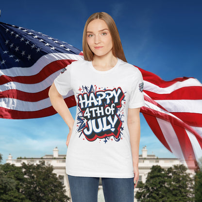 Happy 4th Of July Unisex Jersey Short Sleeve Tee, Independence Day T-Shirt, Patriotic Shirt, Red White Blue Tee, USA Celebration Top