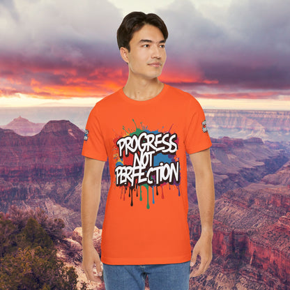 💥 Vibrant   💥   Eye-catching   💥   Motivational    💥 All  Over Print   💥 Unisex T-shirt  💥   Progress  Not  Perfection   💥  Art-Inspired   💥  Apparel  💥  Sizes  XS  x  4XL 💥
