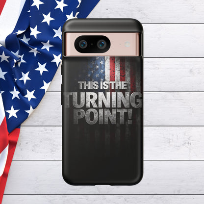 Stunning Patriotic Protective Cell Phone Case -  Charlie Kirk - This Is The Turning Point! - Red White Blue - Beautiful American Flag Backdrop Design - Perfect Gift for Everyday Use, Durable Cover, Stylish Protection