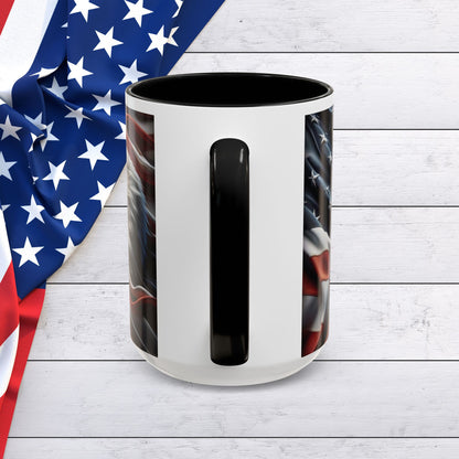 Patriotic Eagle Mug - Vintage American Flag Design - 11oz/15oz