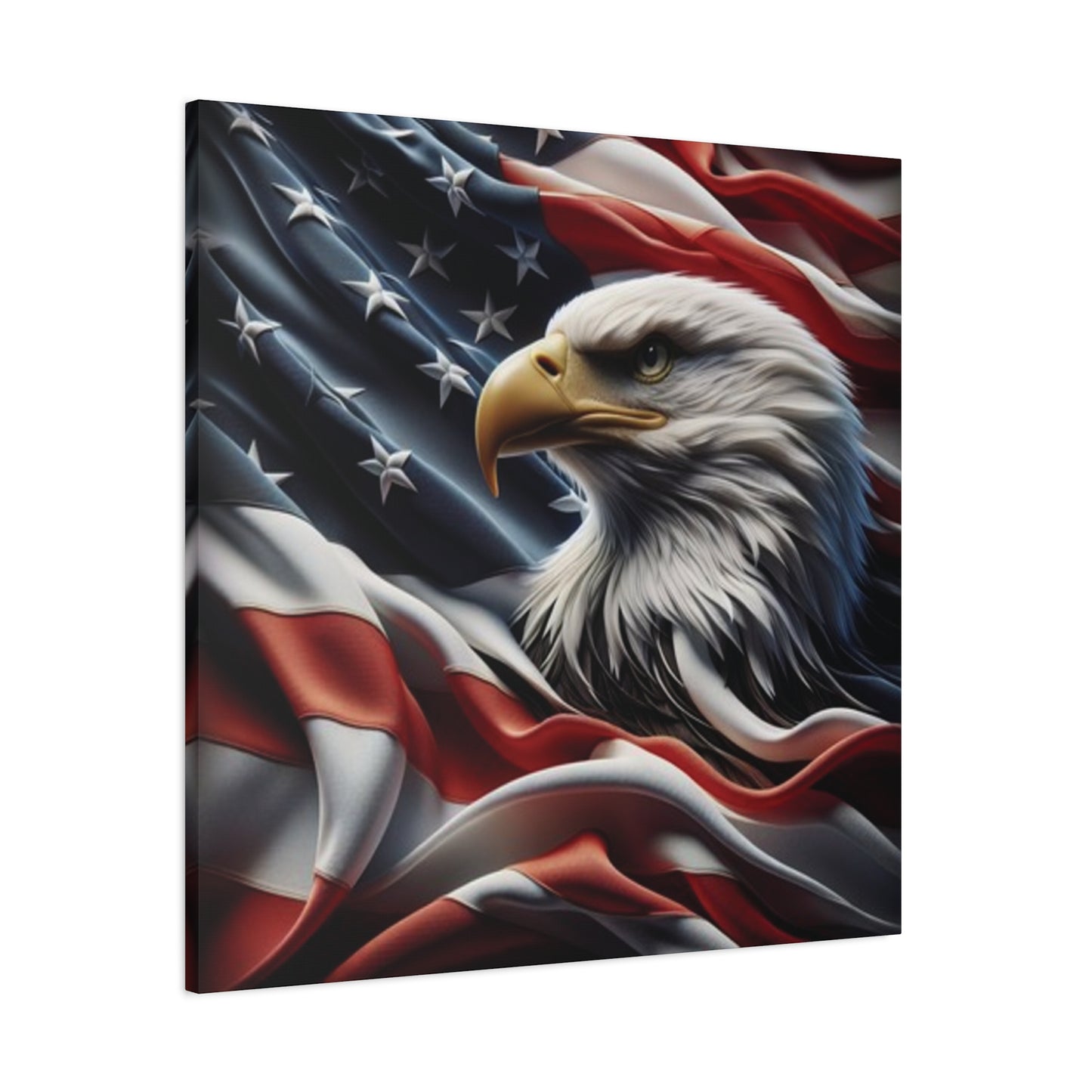 Patriotic Eagle Gallery Wrapped Canvas Art - American Flag Wall Decor - Red White Blue - USA Pride - Holiday Gift -  4th of July Home Decoration - Veteran Gift -  USA Theme Art - Print On Sides - Mirror Sides -