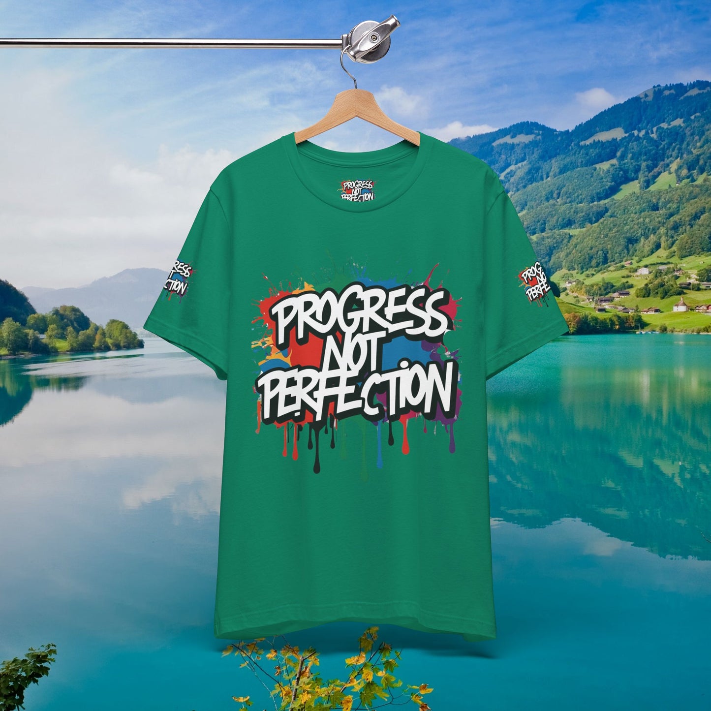 💥 Vibrant   💥   Eye-catching   💥   Motivational    💥 All  Over Print   💥 Unisex T-shirt  💥   Progress  Not  Perfection   💥  Art-Inspired   💥  Apparel  💥  Sizes  XS  x  4XL 💥
