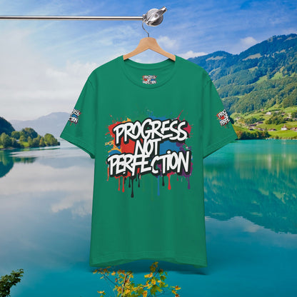 💥 Vibrant   💥   Eye-catching   💥   Motivational    💥 All  Over Print   💥 Unisex T-shirt  💥   Progress  Not  Perfection   💥  Art-Inspired   💥  Apparel  💥  Sizes  XS  x  4XL 💥