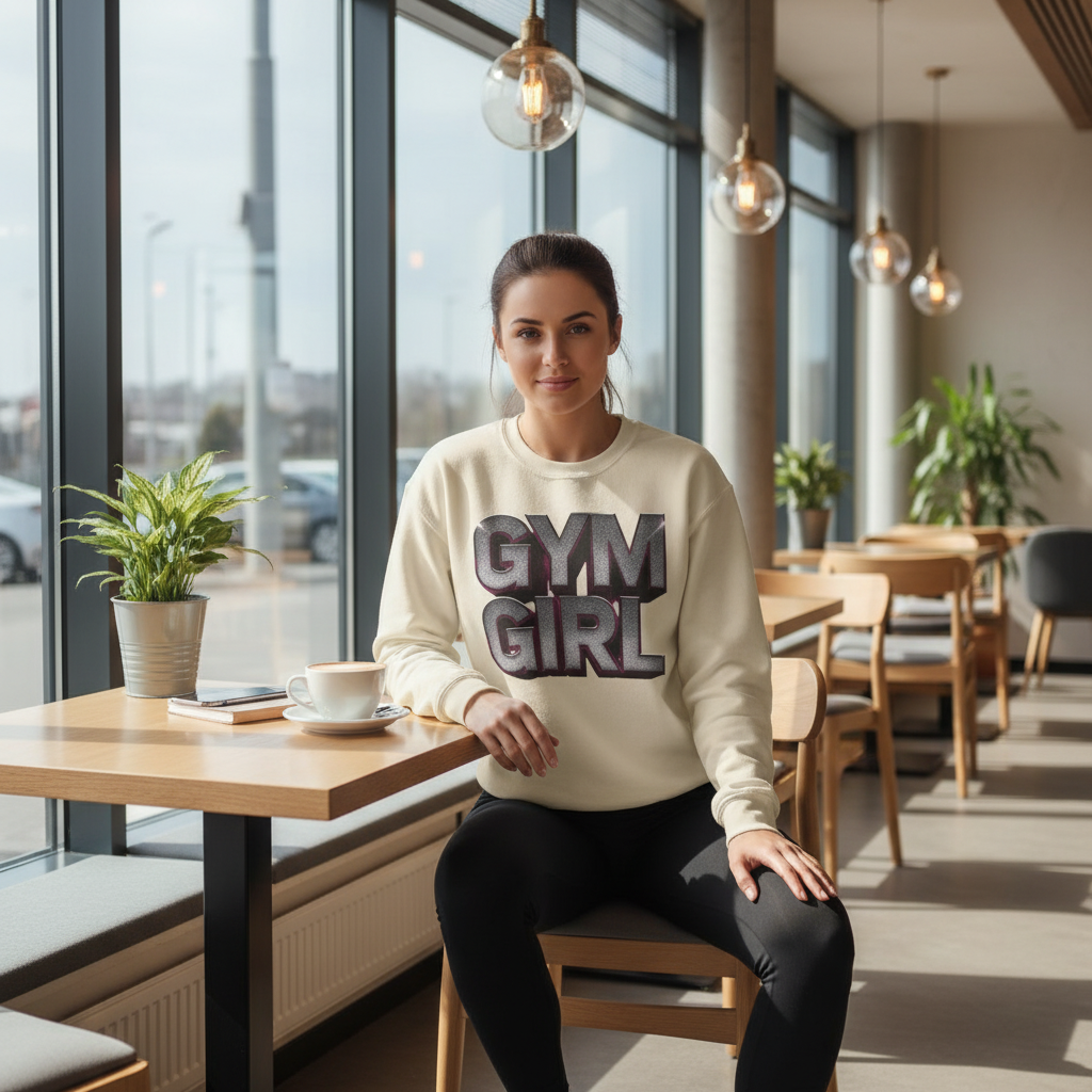 Gym Girl Crewneck Sweatshirt - Stylish Fitness Apparel - Women's Workout Sweatshirt - S-4XL