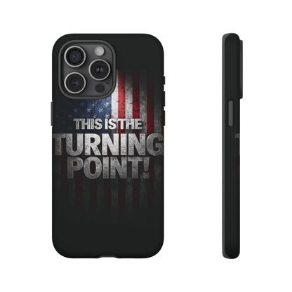 Stunning Patriotic Protective Cell Phone Case -  Charlie Kirk - This Is The Turning Point! - Red White Blue - Beautiful American Flag Backdrop Design - Perfect Gift for Everyday Use, Durable Cover, Stylish Protection