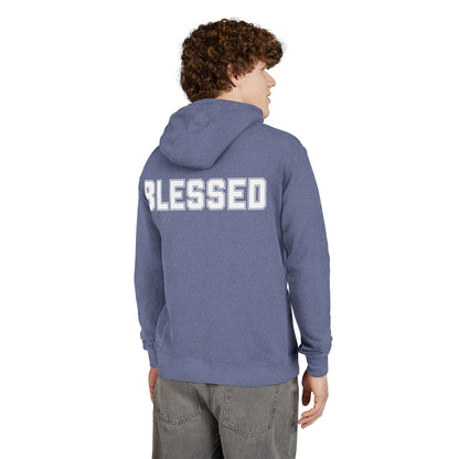 Blessed Hoodie — Cozy French Terry Pullover - with - White - Bold Front & Back Text - Holiday Gift - Fitness