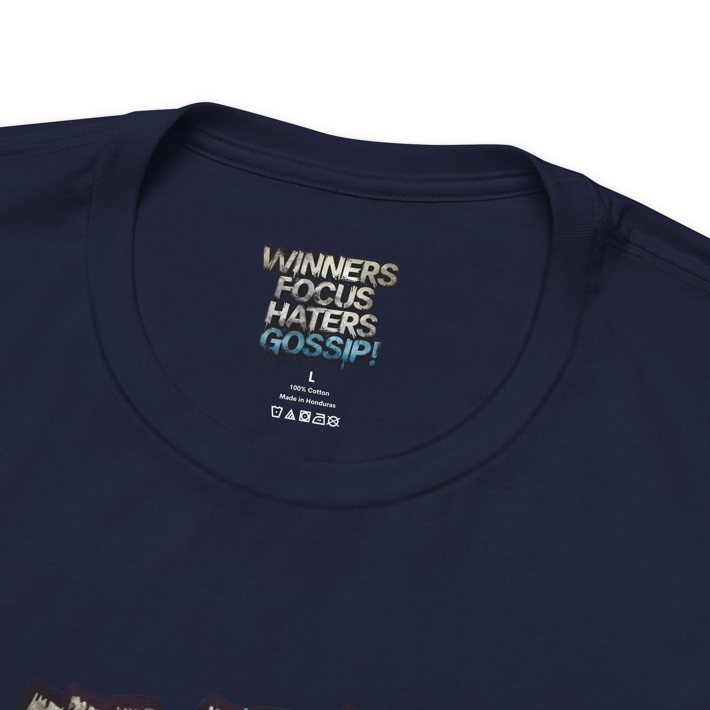Winners Focus Haters Gossip - Motivational T-Shirt - Bold Graphic Tee - Unisex XS-4XL