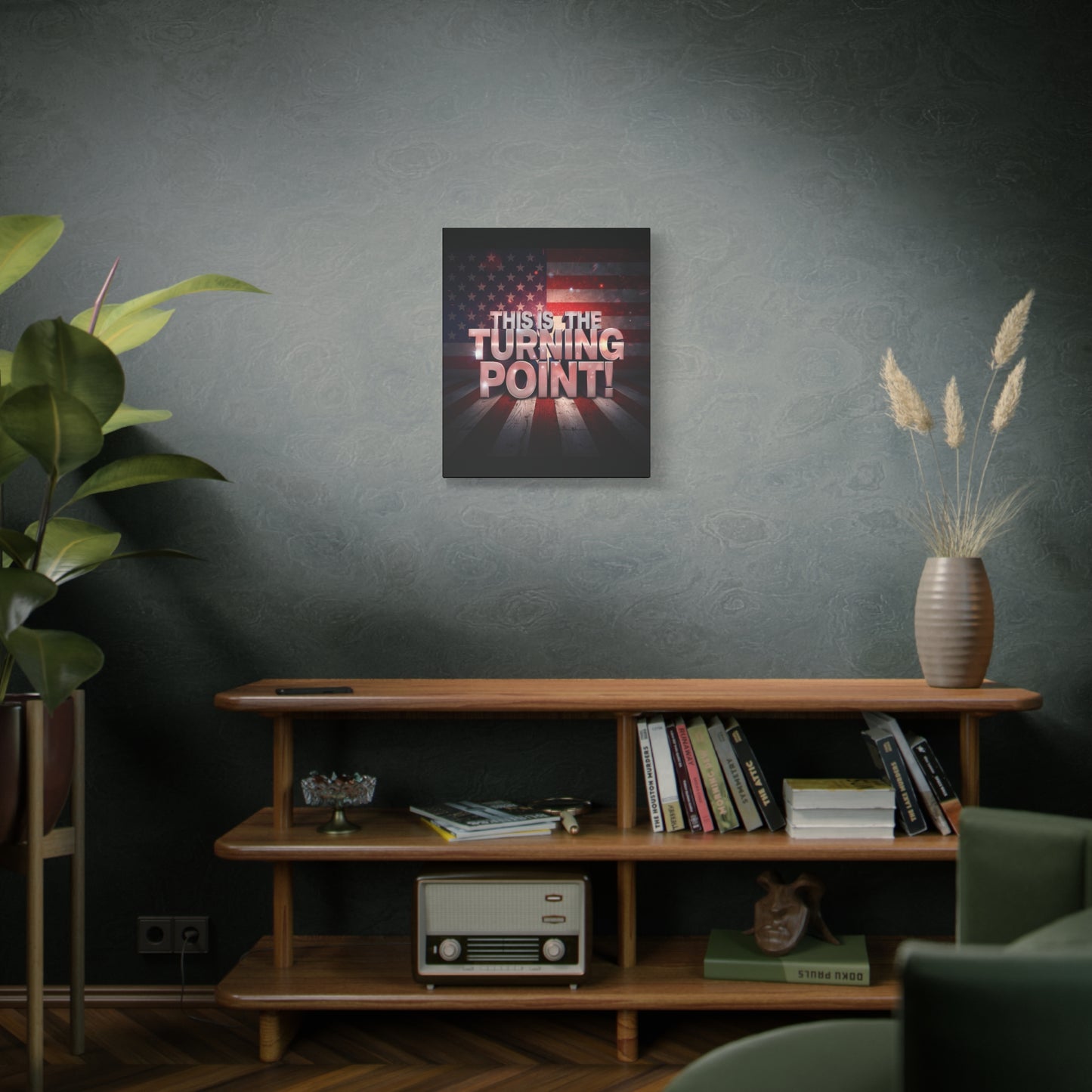 Gallery Wrapped Canvas Wall Art - Charlie Kirk Inspired - This Is The Turning Point! - Red White Blue - American Flag Backdrop Design - Multiple Sizes -