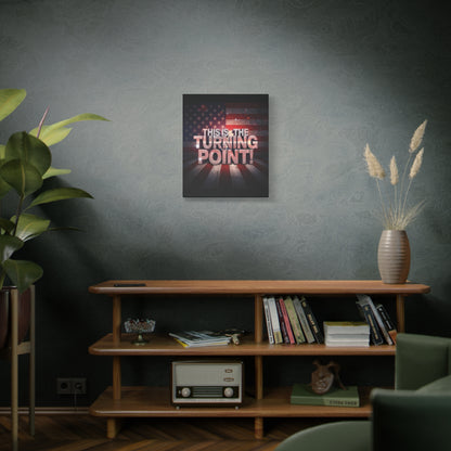 Gallery Wrapped Canvas Wall Art - Charlie Kirk Inspired - This Is The Turning Point! - Red White Blue - American Flag Backdrop Design - Multiple Sizes -