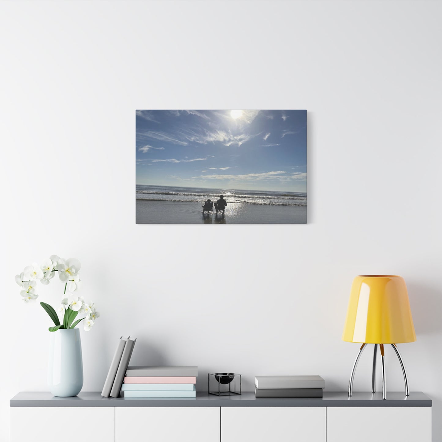 Beach Sunset Canvas Art, Stretched Canvas Print, Coastal Home Decor, Ocean Wall Art, Serene Landscape Painting