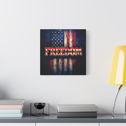 Patriotic Wall Art Print - Freedom Design Canvas Decor - American Flag Red White & Blue Artwork - Christmas Gifts - Independence Day Decoration - Home Gallery Piece -