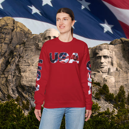 Patriotic USA Red White Blue - Crewneck Sweatshirt - Unisex Pullover - S-5XL