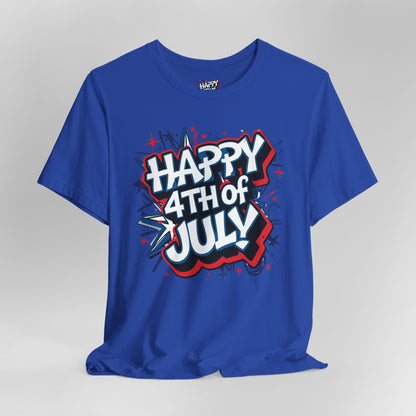 Happy 4th Of July Unisex Jersey Short Sleeve Tee, Independence Day T-Shirt, Patriotic Shirt, Red White Blue Tee, USA Celebration Top