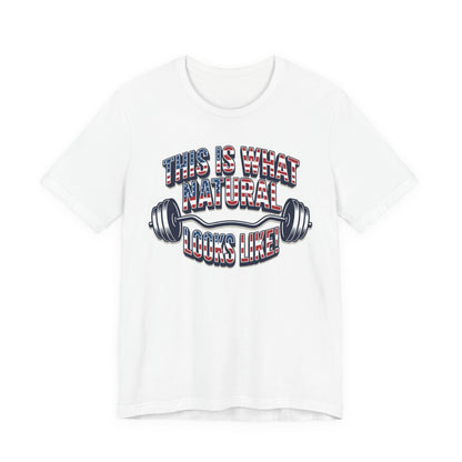 Natural Looks American Flag Gym T-Shirt | Motivational Weightlifting Tee