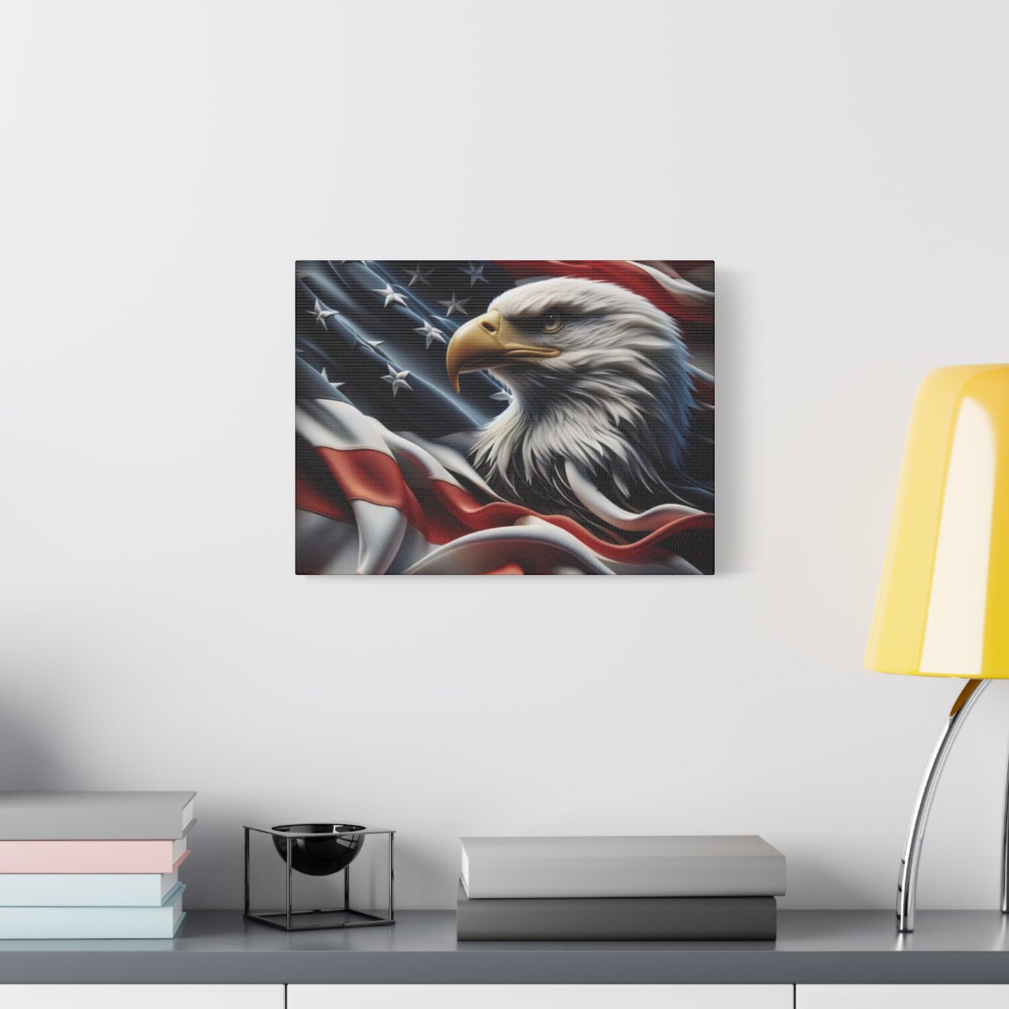 Patriotic Eagle Gallery Wrapped Canvas Art - American Flag Wall Decor - Red White Blue - USA Pride - Holiday Gift -  4th of July Home Decoration - Veteran Gift -  USA Theme Art - Print On Sides - Mirror Sides -