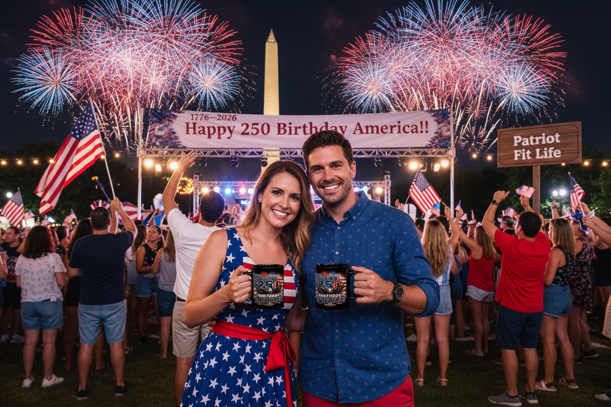 11oz/15oz Black Mug - Happy 250th Birthday America - Patriotic Eagle & Fireworks