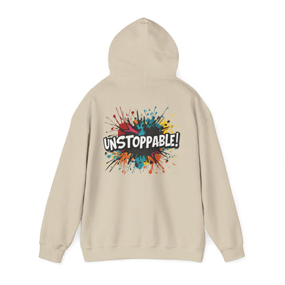 Unstoppable! Paint Splash Hoodie - Motivational Graphic Sweatshirt - Unisex Pullover - S-5XL