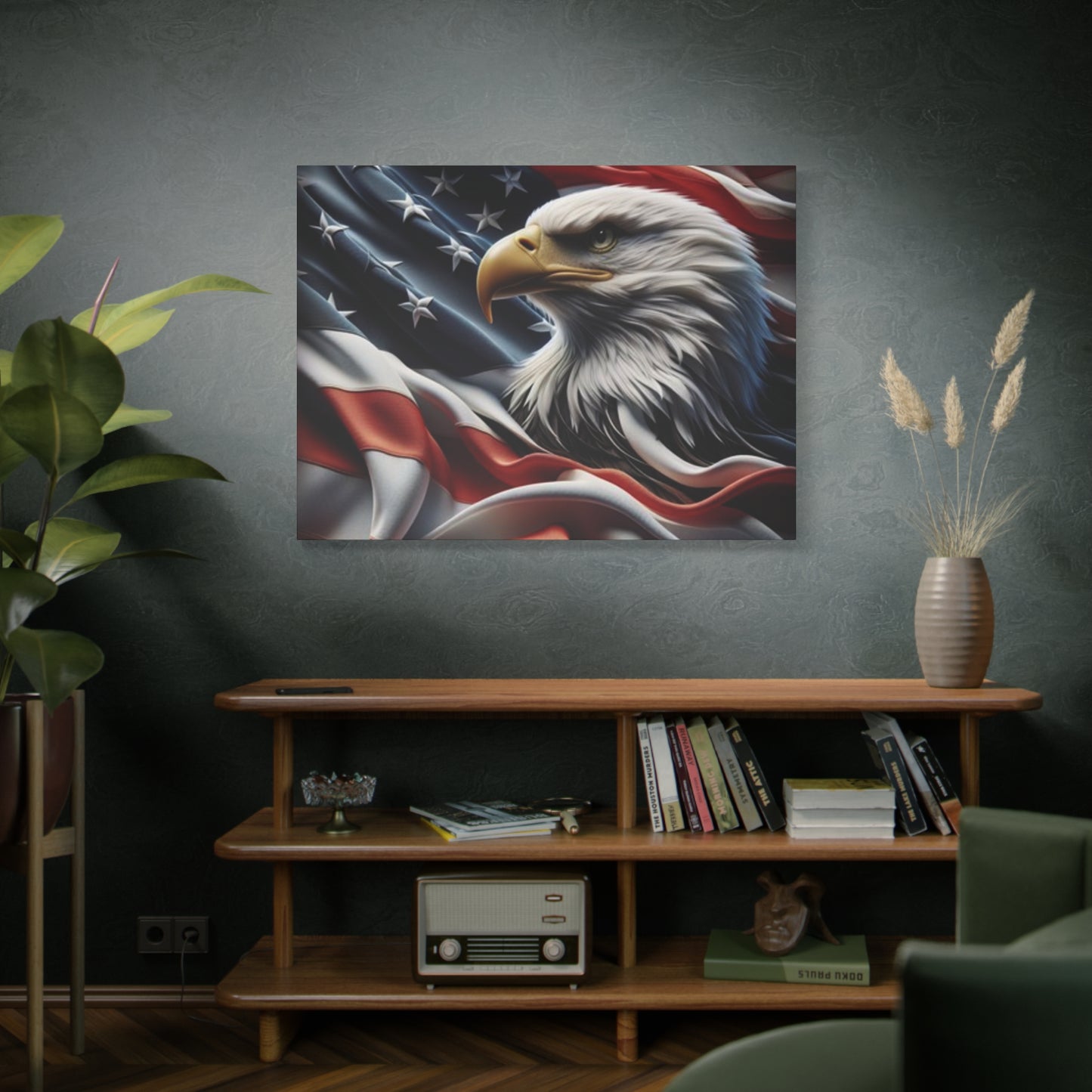 Patriotic Eagle Gallery Wrapped Canvas Art - American Flag Wall Decor - Red White Blue - USA Pride - Holiday Gift -  4th of July Home Decoration - Veteran Gift -  USA Theme Art - Print On Sides - Mirror Sides -