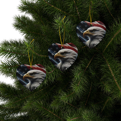 Patriotic Eagle Ornaments - American Flag Backdrop - 2 Sided Same Pic -