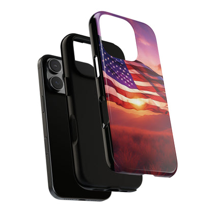 Stylish Phone Case - American Flag At Sunset Design - Patriotic Gift for Veterans - Independence Day -  Summer Vibes -