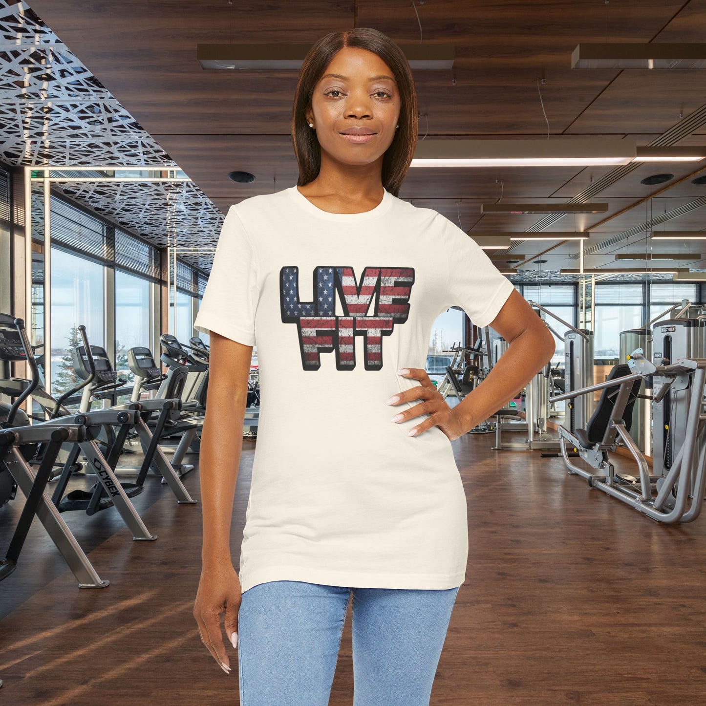LIVE FIT Patriotic T-Shirt - American Flag Red White Blue - Unisex Fitness Tee