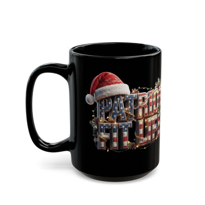 Patriot Fit Life Christmas Coffee Mug - Santa Hat Flag Lettering | 11oz & 15oz